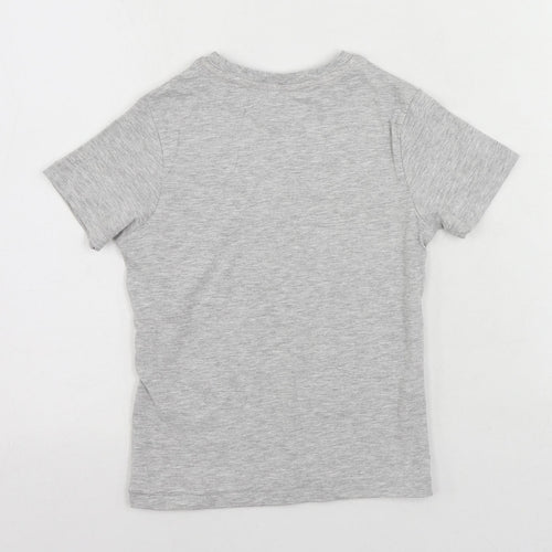 Marks and Spencer Girls Grey Cotton Pullover T-Shirt Size 5-6 Years Crew Neck Pullover - Ice Cream