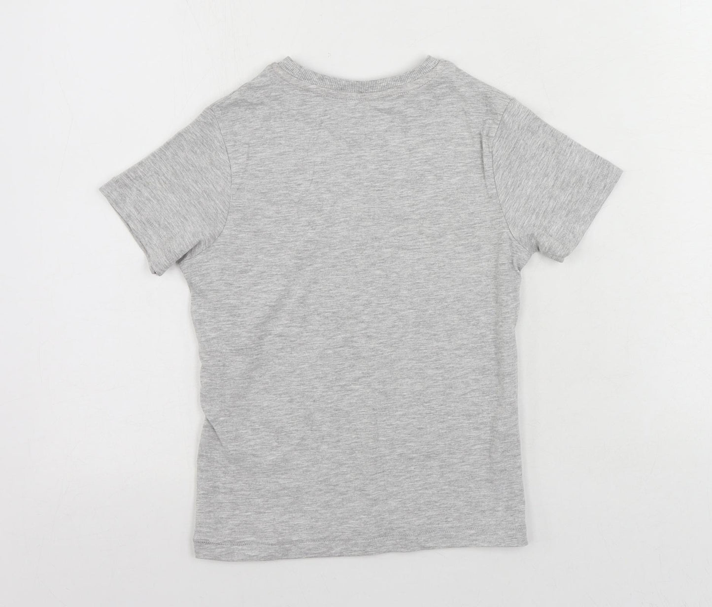 Marks and Spencer Girls Grey Cotton Pullover T-Shirt Size 5-6 Years Crew Neck Pullover - Ice Cream