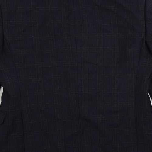John Lewis Mens Blue Plaid Wool Jacket Suit Jacket Size 38 Regular