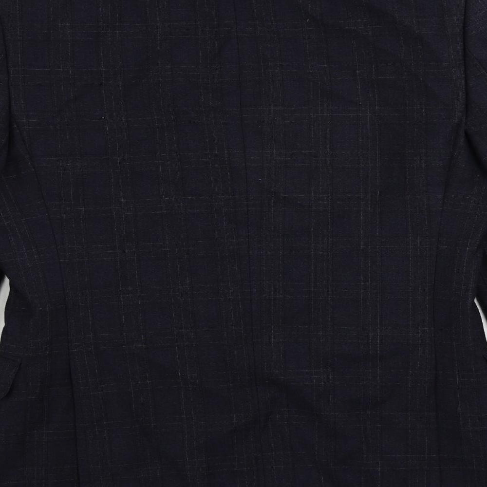 John Lewis Mens Blue Plaid Wool Jacket Suit Jacket Size 38 Regular