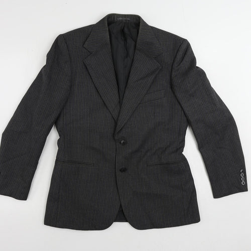 St Michael Mens Grey Striped Wool Jacket Suit Jacket Size 38 Regular