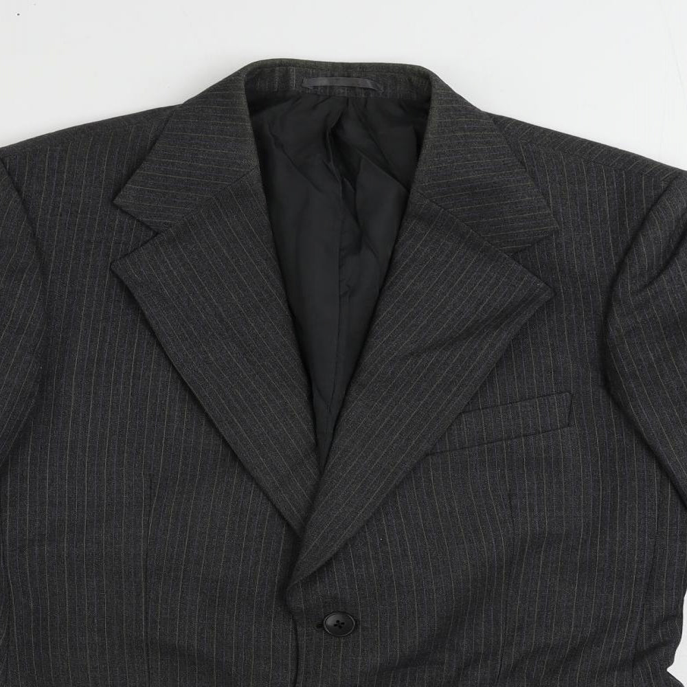 St Michael Mens Grey Striped Wool Jacket Suit Jacket Size 38 Regular