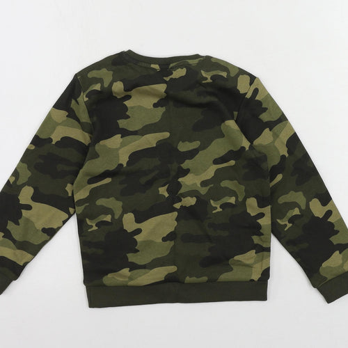 Marks and Spencer Boys Green Camouflage Cotton Pullover Sweatshirt Size 5-6 Years Pullover
