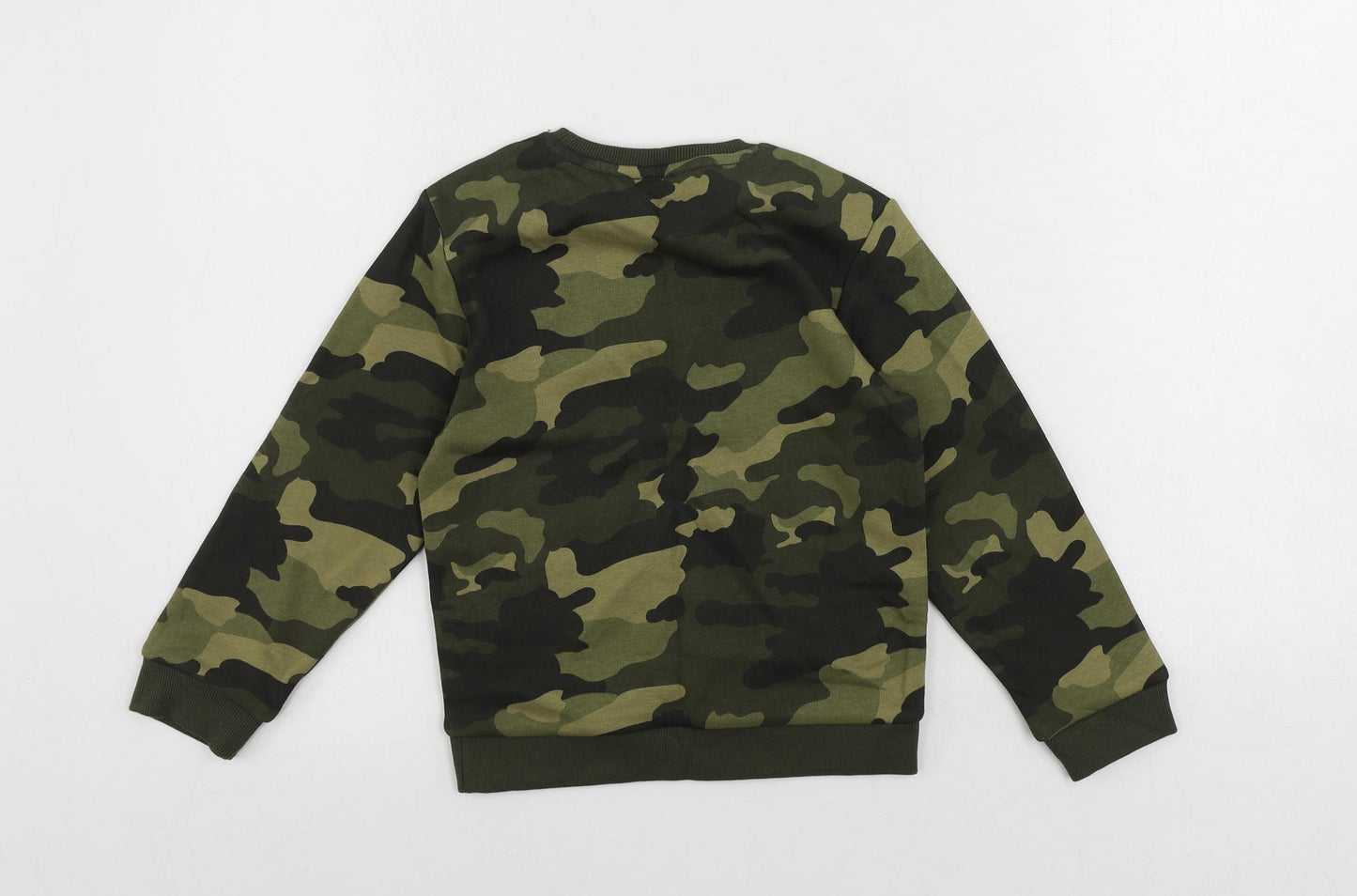 Marks and Spencer Boys Green Camouflage Cotton Pullover Sweatshirt Size 5-6 Years Pullover