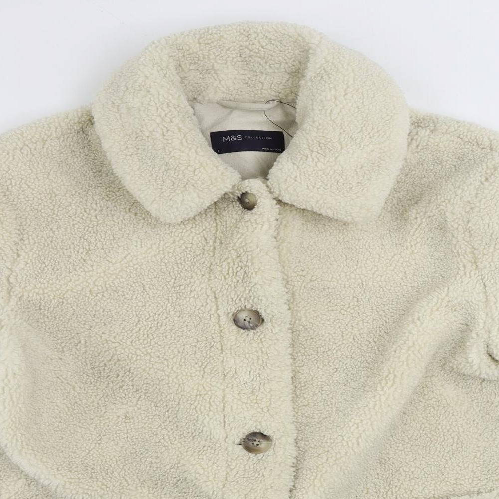 Marks and Spencer Womens Ivory Jacket Size 8 Button - Teddy Jacket