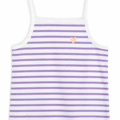 Marks and Spencer Girls Purple Striped Cotton Camisole Tank Size 3-4 Years Square Neck