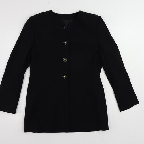 Viyella Womens Black Jacket Blazer Size 10 Button