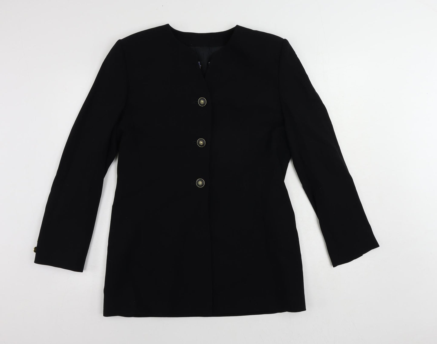 Viyella Womens Black Jacket Blazer Size 10 Button