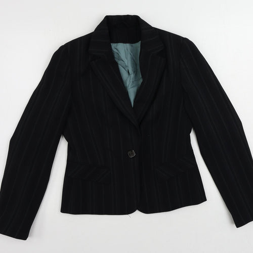 Dorothy Perkins Womens Black Striped Jacket Blazer Size 10 Button