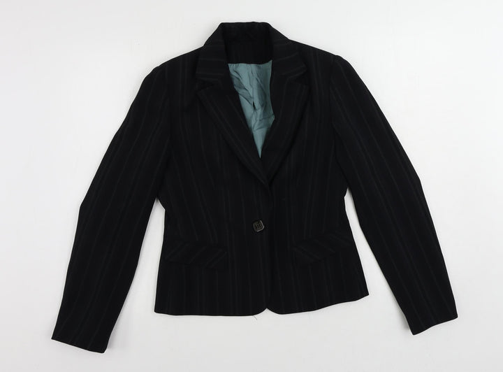 Dorothy Perkins Womens Black Striped Jacket Blazer Size 10 Button