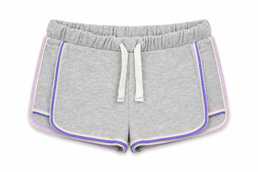 Marks and Spencer Girls Grey Cotton Sweat Shorts Size 6-7 Years Regular Drawstring - Contrasting Trim