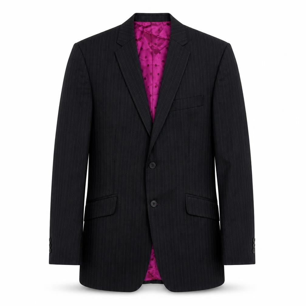 Front view of Ten by Michael Owen men’s grey striped wool jacket suit jacket, size 38, regular