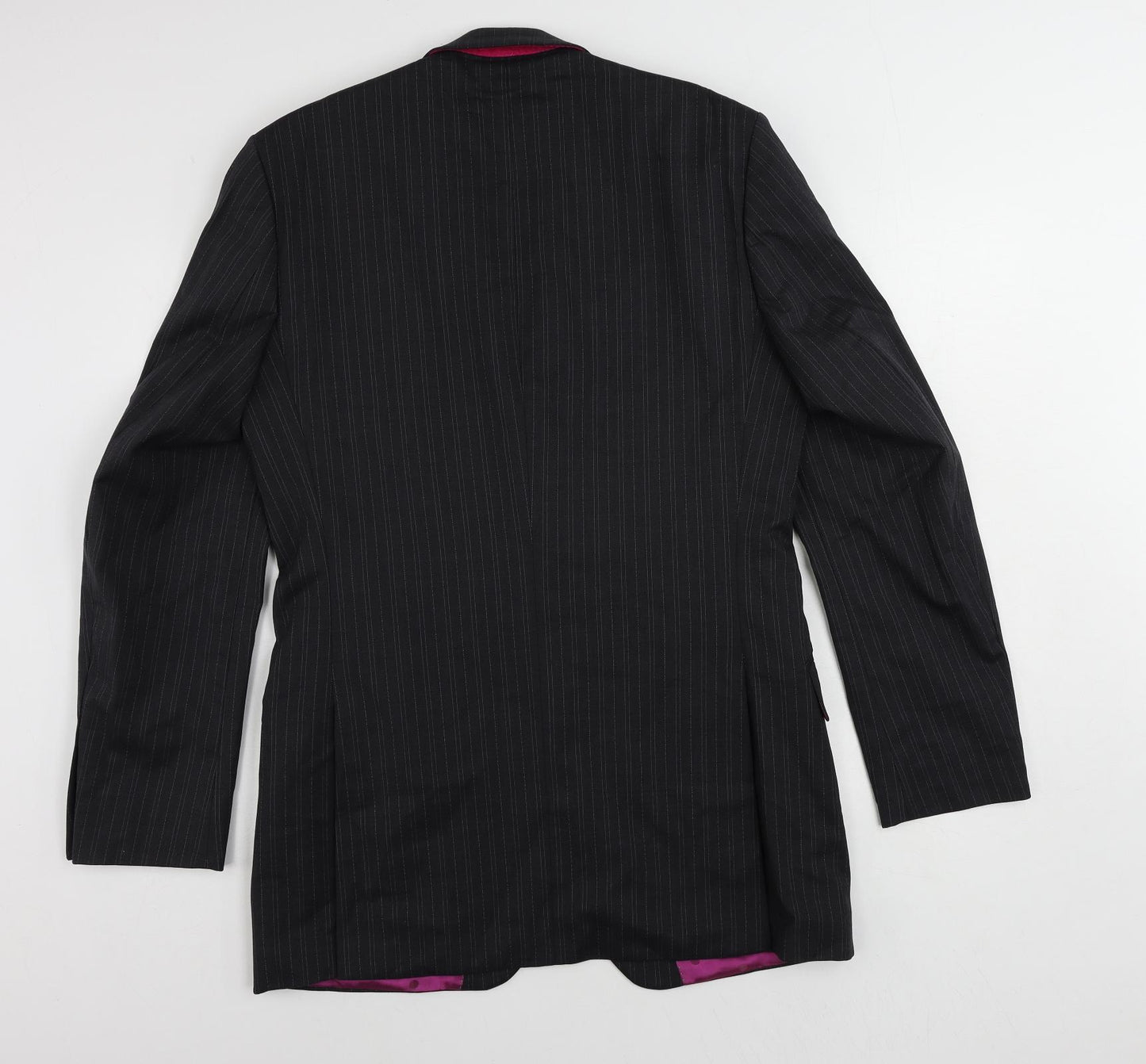 Ten by Michael Owen Mens Grey Striped Wool Jacket Suit Jacket Size 38 Regular