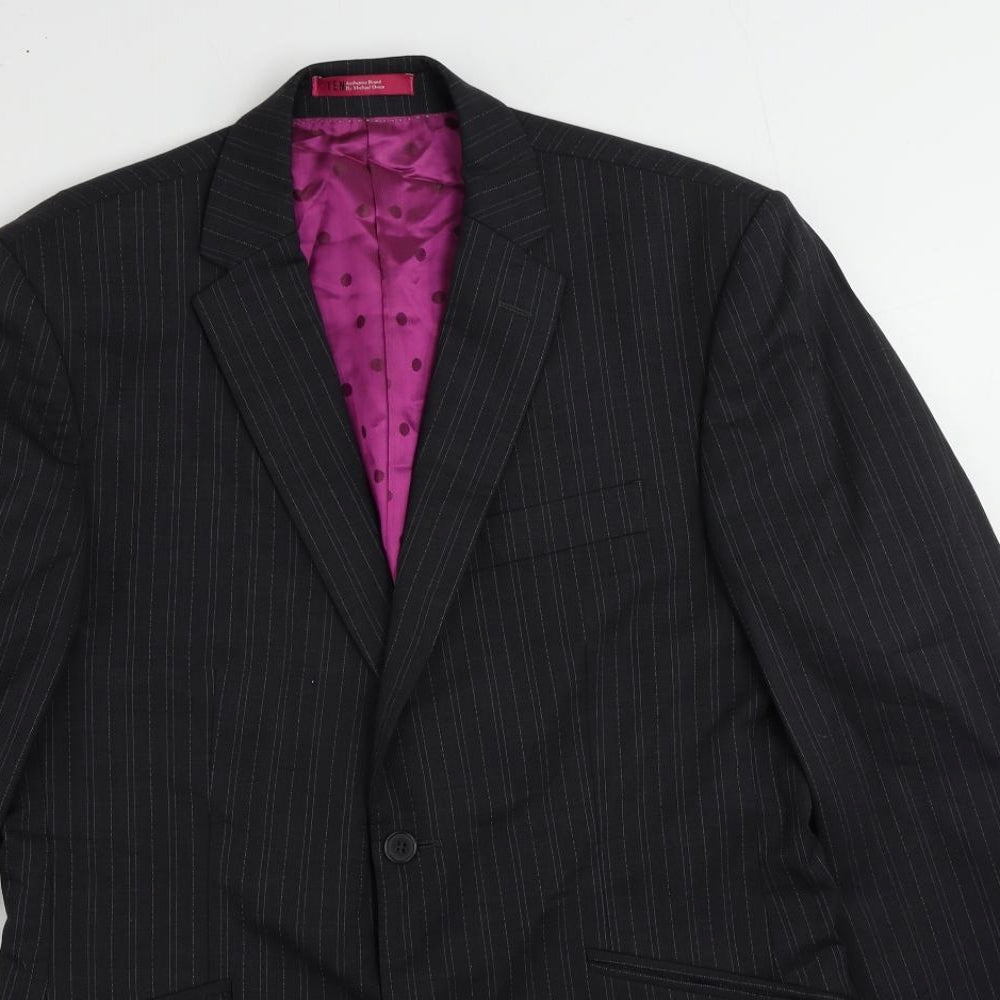 Ten by Michael Owen Mens Grey Striped Wool Jacket Suit Jacket Size 38 Regular