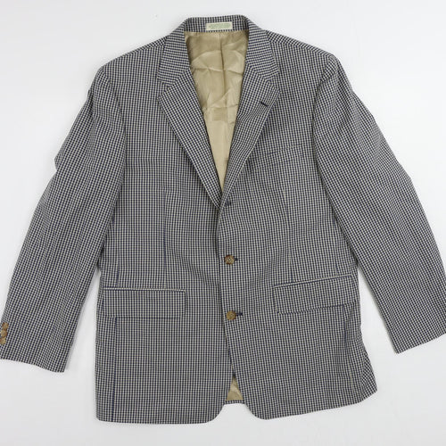 Orvis Mens Blue Check Polyester Jacket Blazer Size 42 Regular