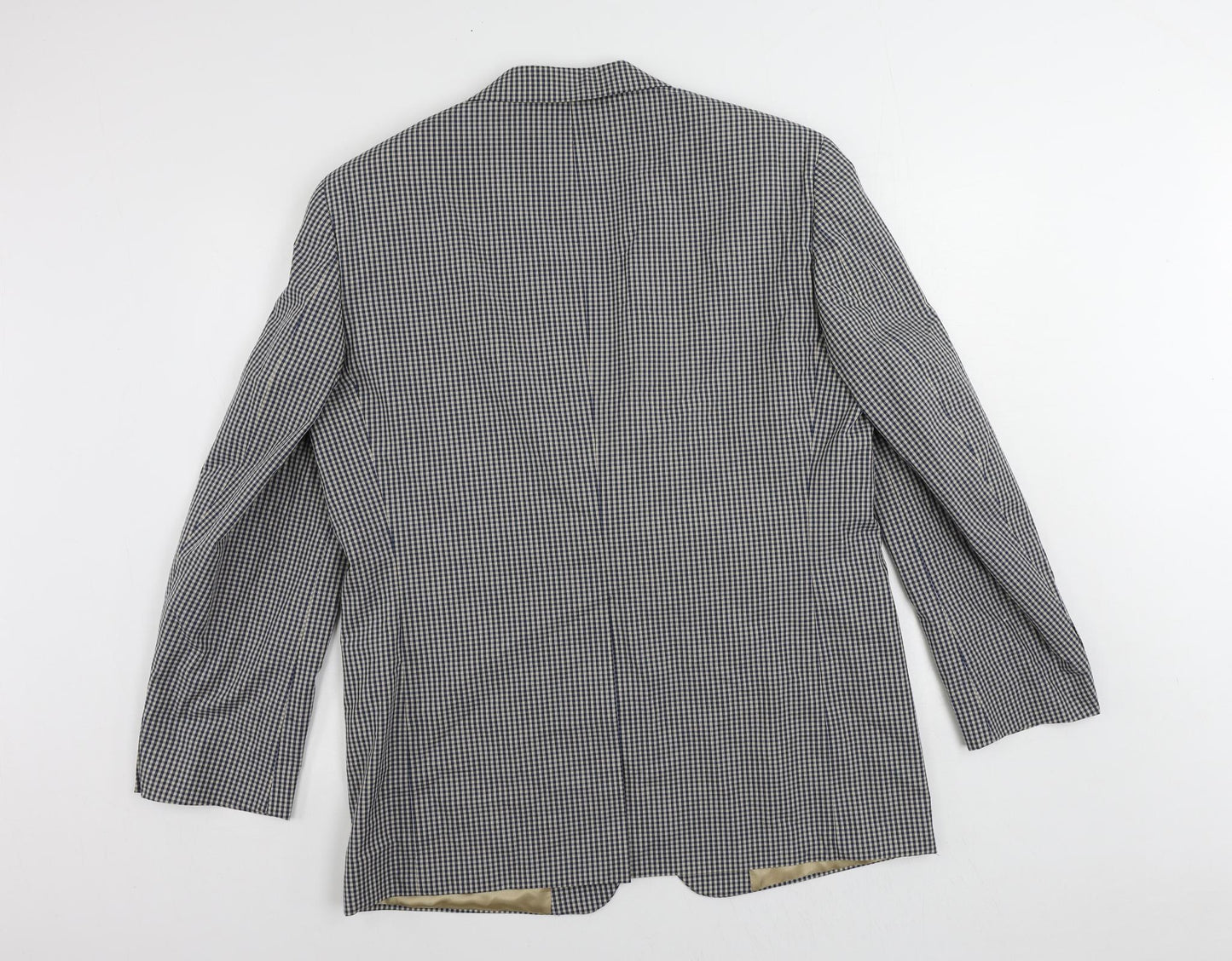 Orvis Mens Blue Check Polyester Jacket Blazer Size 42 Regular