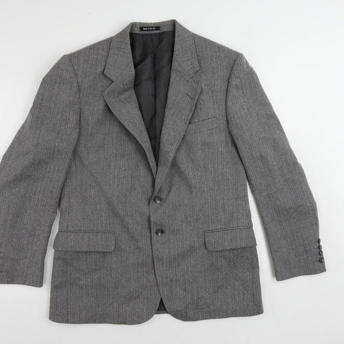 St Michael Mens Grey Striped Wool Jacket Suit Jacket Size 40 Regular