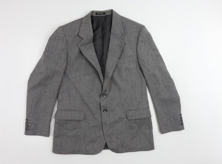 St Michael Mens Grey Striped Wool Jacket Suit Jacket Size 40 Regular