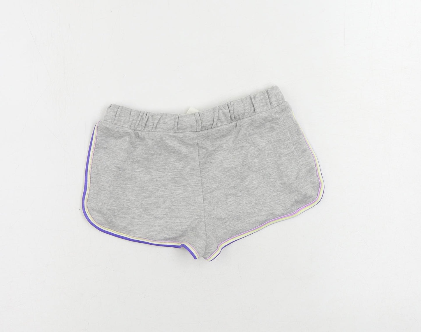 Marks and Spencer Girls Grey Cotton Sweat Shorts Size 6-7 Years Regular Drawstring - Contrasting Trim