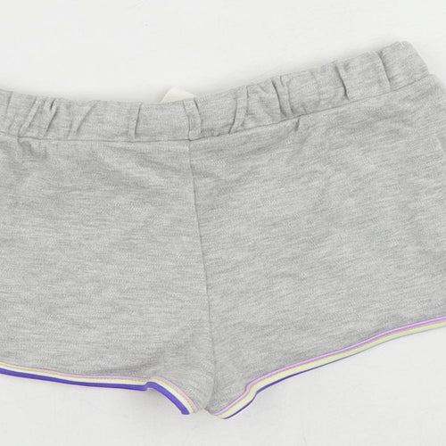Marks and Spencer Girls Grey Cotton Sweat Shorts Size 6-7 Years Regular Drawstring - Contrasting Trim