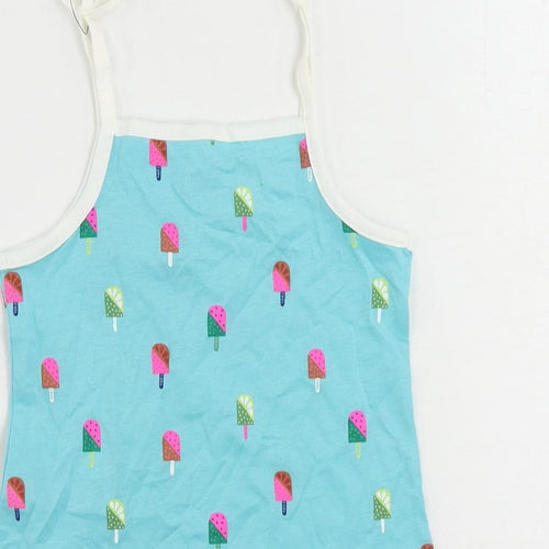 Marks and Spencer Girls Blue Geometric Cotton Camisole Tank Size 3-4 Years Square Neck Pullover - Ice Cream Print