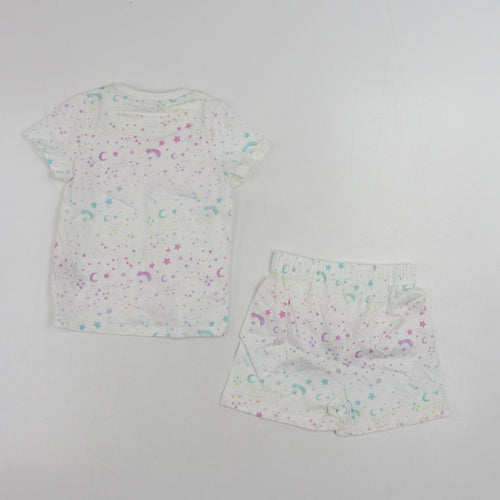 Marks and Spencer Baby White Geometric Cotton Set Pyjama Set Size 18-24 Months Pullover - Star Print