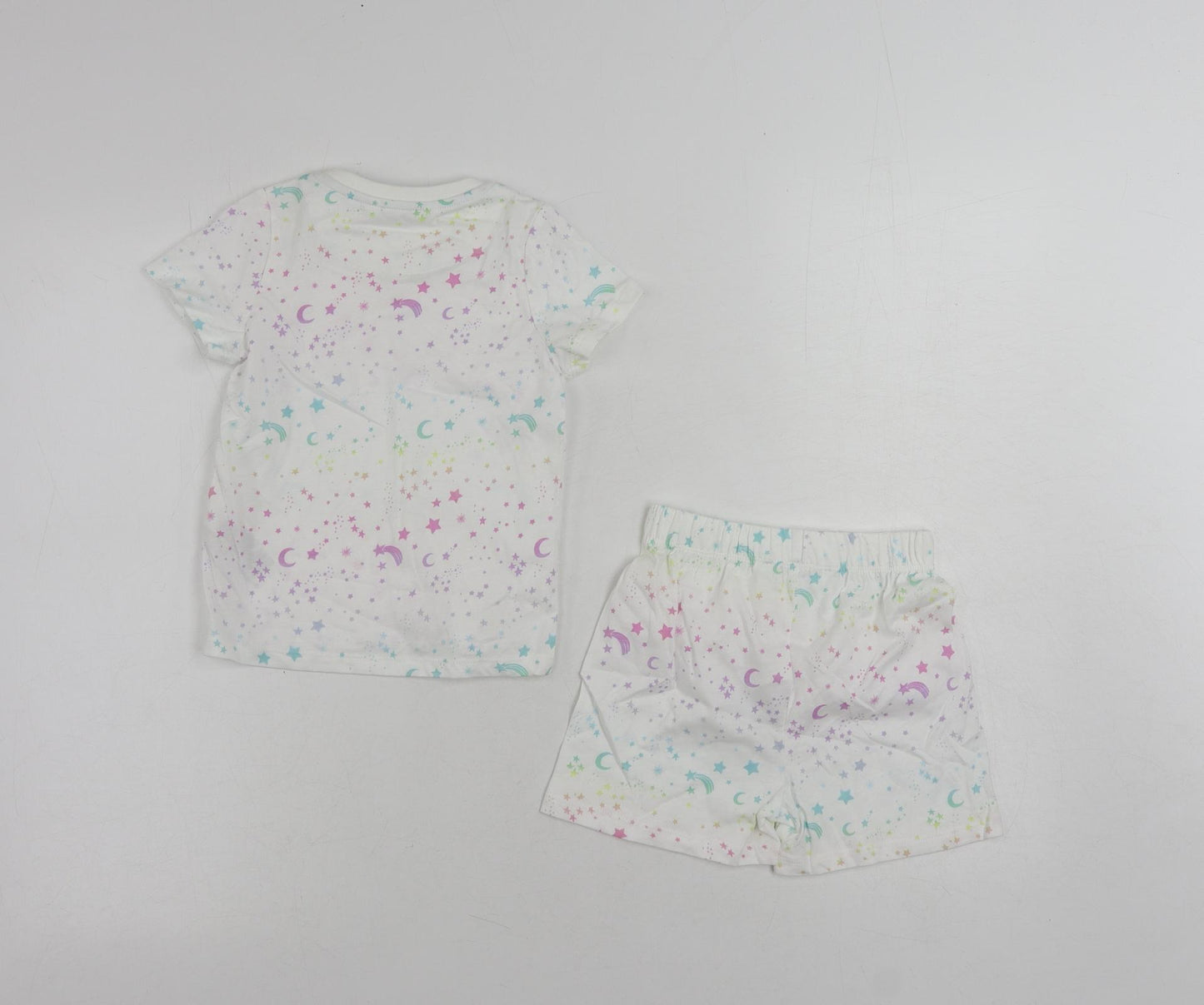 Marks and Spencer Baby White Geometric Cotton Set Pyjama Set Size 18-24 Months Pullover - Star Print