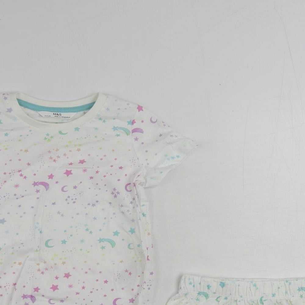 Marks and Spencer Baby White Geometric Cotton Set Pyjama Set Size 18-24 Months Pullover - Star Print