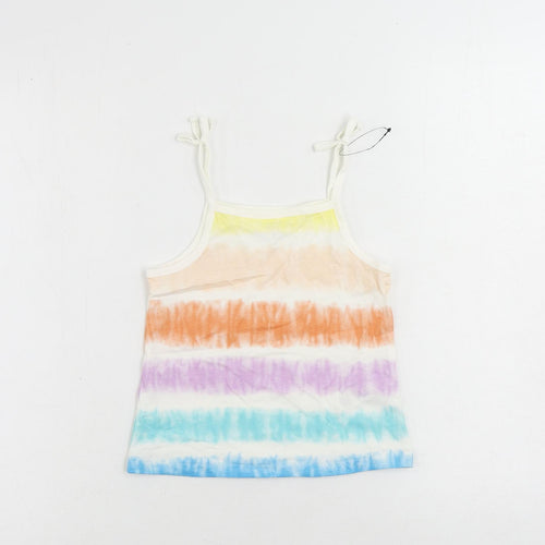 Marks and Spencer Girls Multicoloured Striped Cotton Camisole Tank Size 4-5 Years Square Neck Pullover