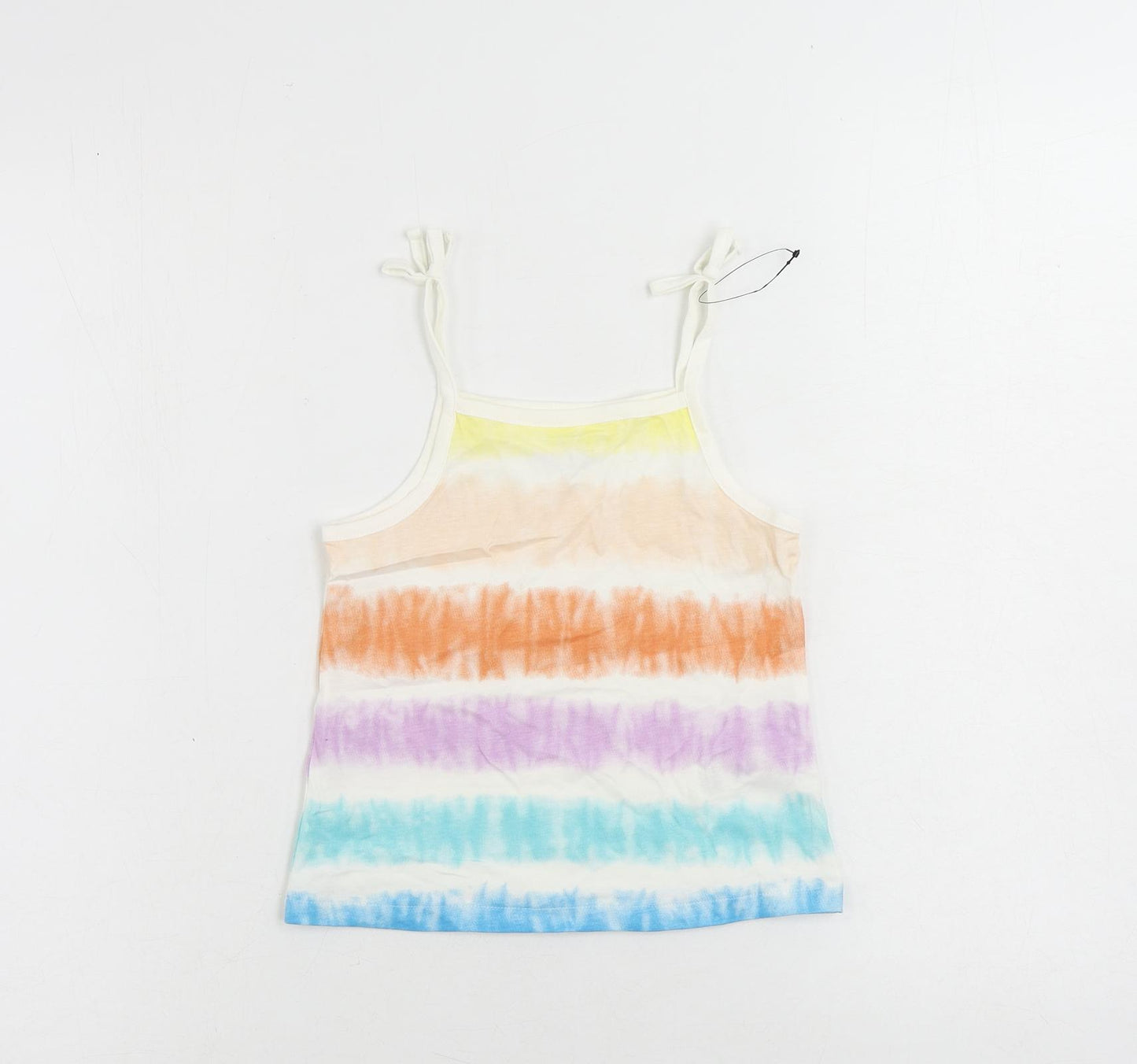 Marks and Spencer Girls Multicoloured Striped Cotton Camisole Tank Size 4-5 Years Square Neck Pullover