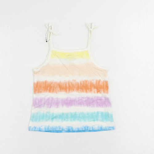 Marks and Spencer Girls Multicoloured Striped Cotton Camisole Tank Size 4-5 Years Square Neck Pullover