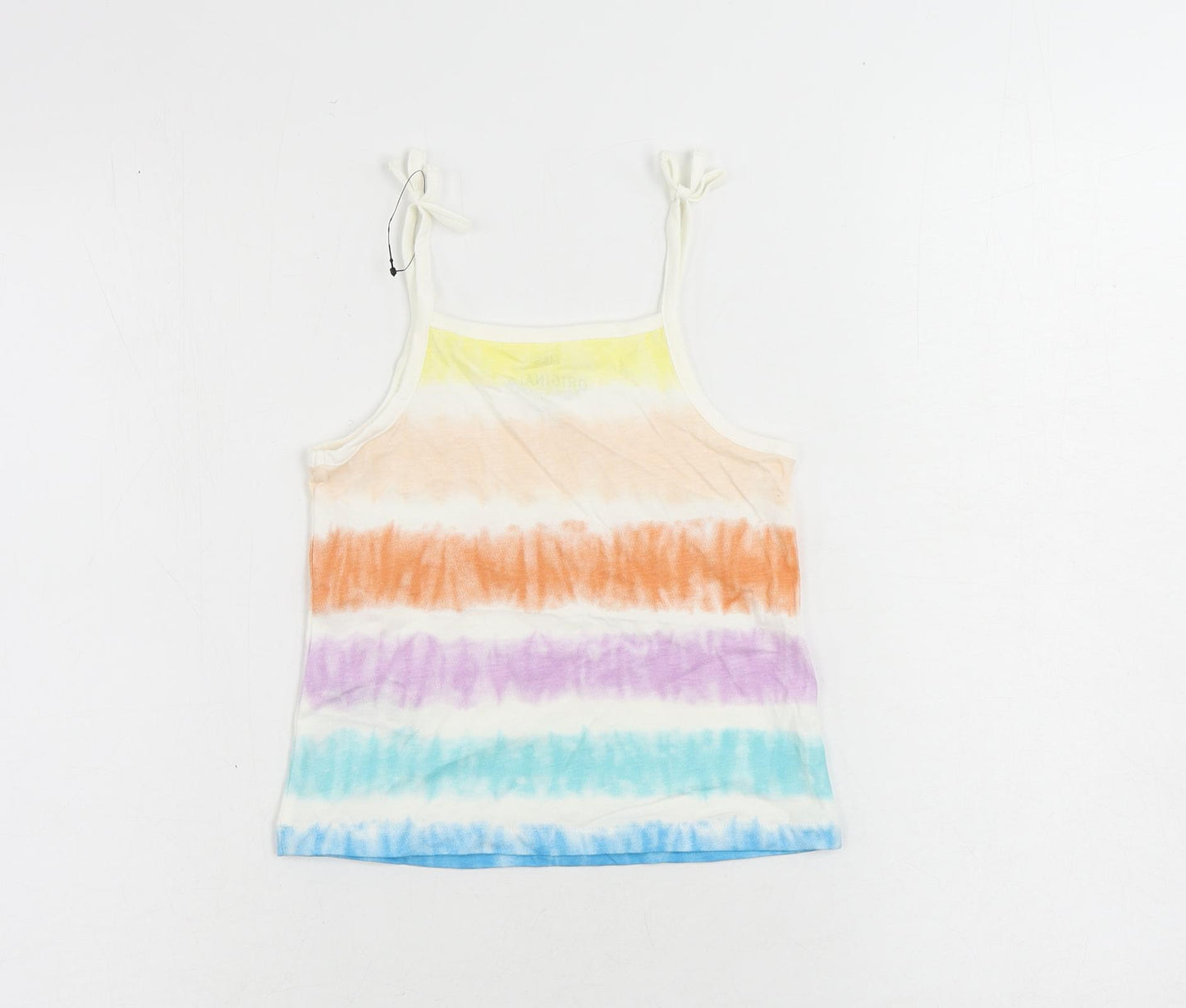 Marks and Spencer Girls Multicoloured Striped Cotton Camisole Tank Size 4-5 Years Square Neck Pullover