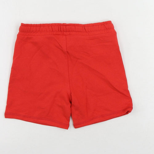 Marks and Spencer Boys Red Cotton Sweat Shorts Size 6-7 Years Regular Drawstring - Spider-Man