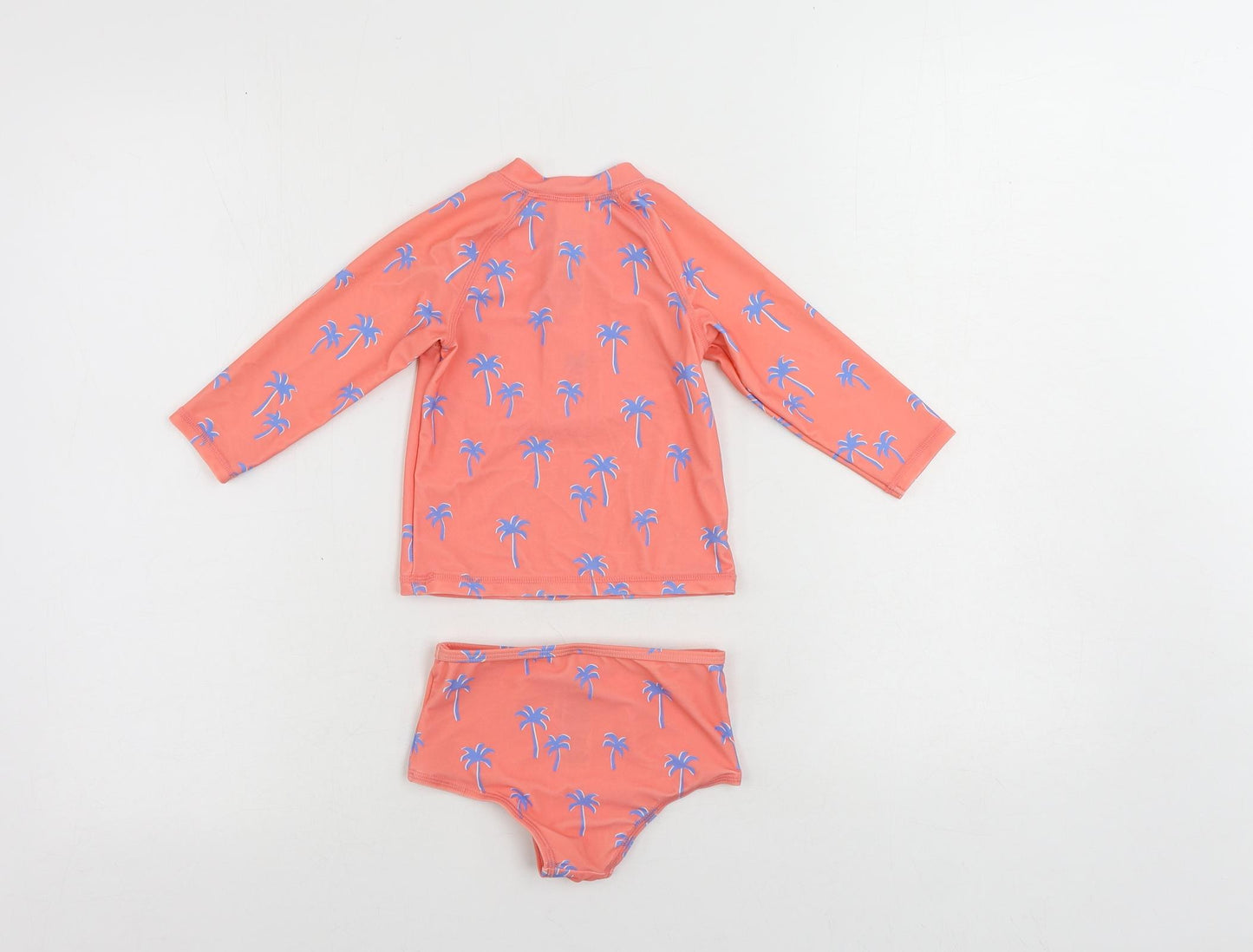 Marks and Spencer Baby Pink Geometric Polyamide Shorts Set Outfit/Set Size 12-18 Months Zip - Palm Print Beach Swimming Set