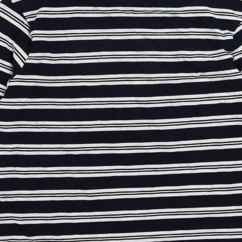 Marks and Spencer Boys Blue Striped Cotton Pullover T-Shirt Size 8-9 Years Crew Neck Pullover