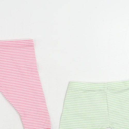 Marks and Spencer Baby Pink Striped Cotton Jogger Trousers Size 3-6 Months - Set