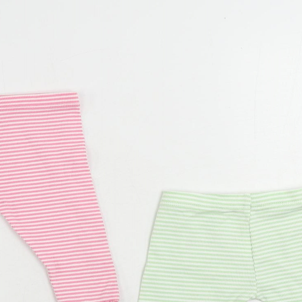 Marks and Spencer Baby Pink Striped Cotton Jogger Trousers Size 3-6 Months - Set