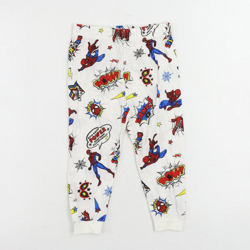 Marks and Spencer Boys White Geometric Cotton Pyjama Pants Size 2-3 Years - Spider-Man