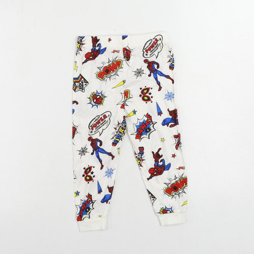Marks and Spencer Boys White Geometric Cotton Pyjama Pants Size 2-3 Years - Spider-Man