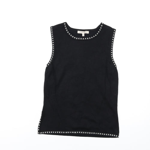 Laura Ashley Womens Black Round Neck Viscose Vest Jumper Size 12