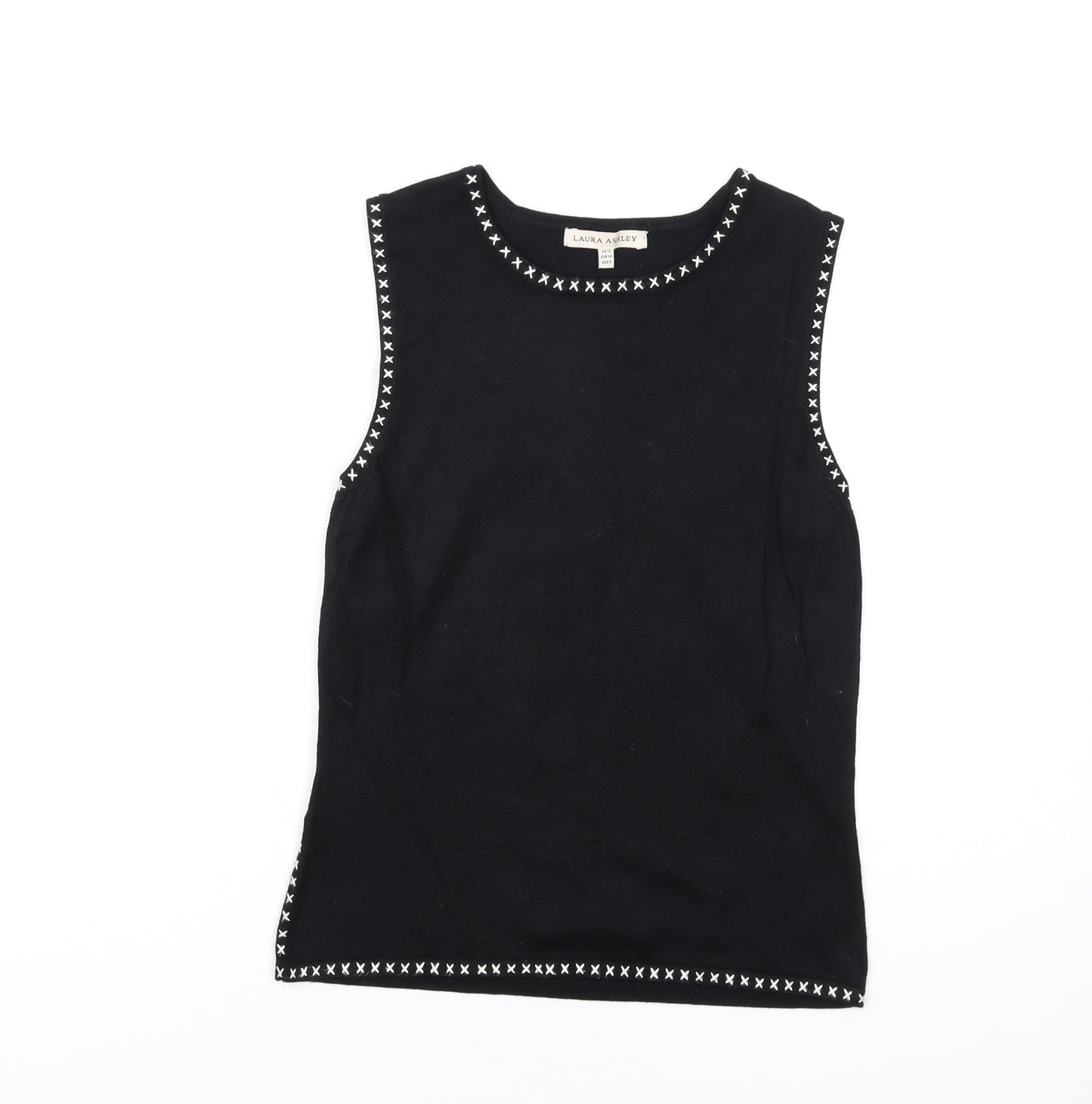 Laura Ashley Womens Black Round Neck Viscose Vest Jumper Size 12