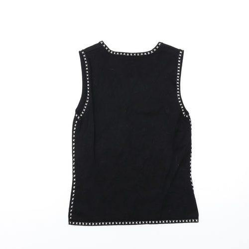 Laura Ashley Womens Black Round Neck Viscose Vest Jumper Size 12