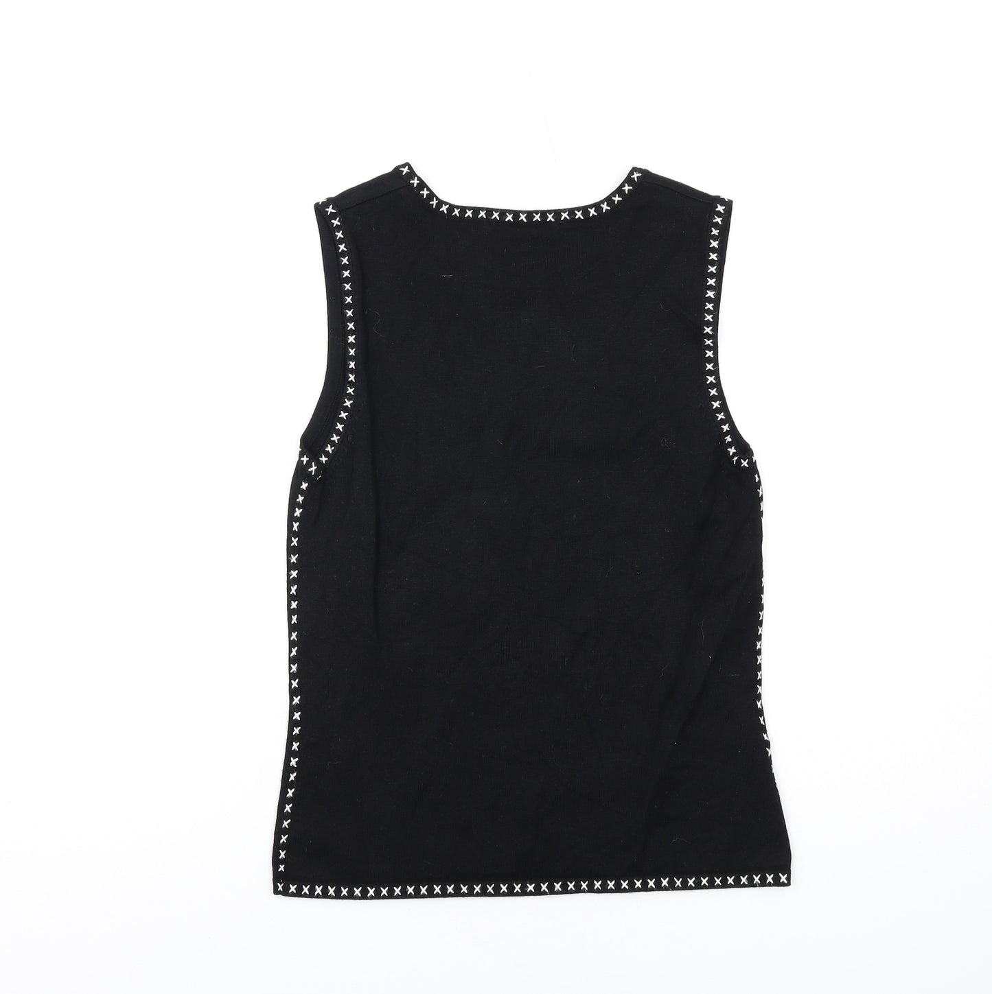 Laura Ashley Womens Black Round Neck Viscose Vest Jumper Size 12