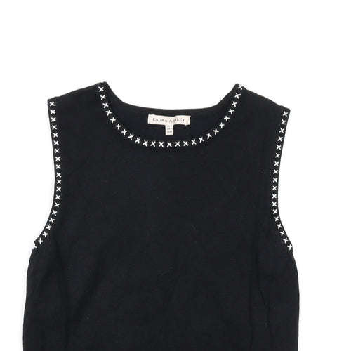 Laura Ashley Womens Black Round Neck Viscose Vest Jumper Size 12