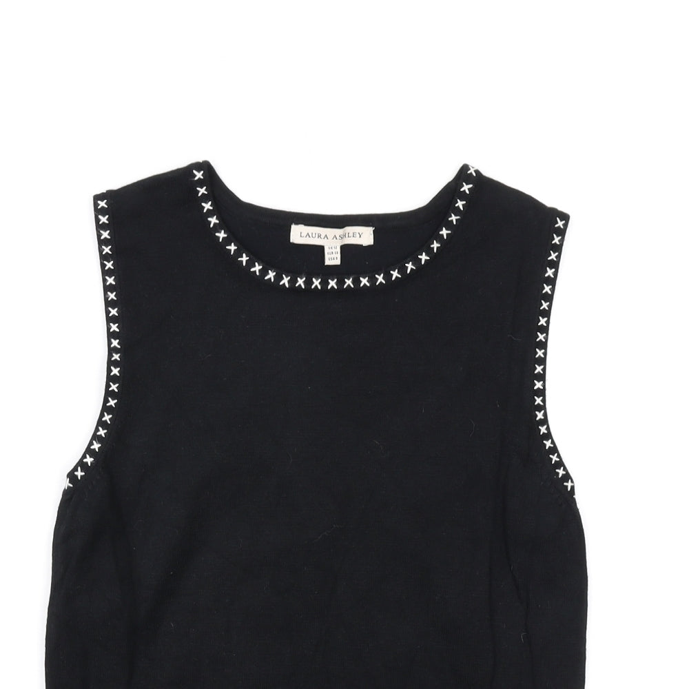 Laura Ashley Womens Black Round Neck Viscose Vest Jumper Size 12