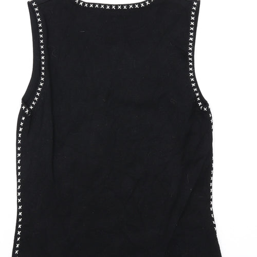 Laura Ashley Womens Black Round Neck Viscose Vest Jumper Size 12