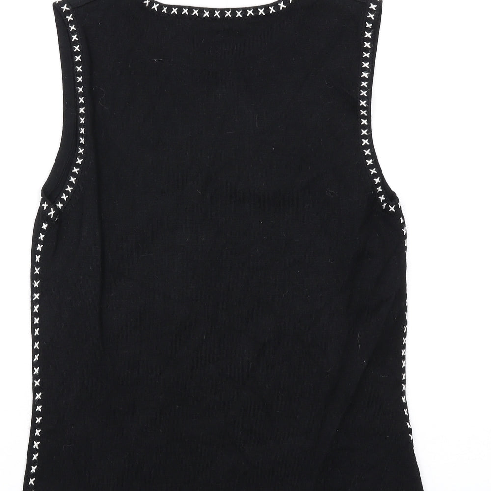 Laura Ashley Womens Black Round Neck Viscose Vest Jumper Size 12