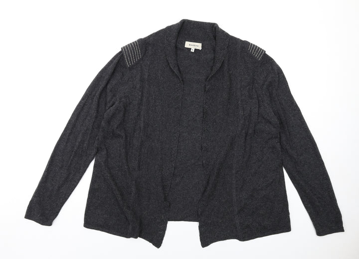 BASSINI Womens Grey V-Neck Viscose Cardigan Jumper Size XL