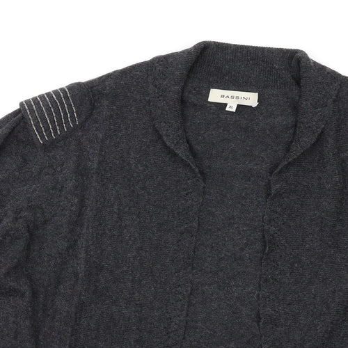 BASSINI Womens Grey V-Neck Viscose Cardigan Jumper Size XL