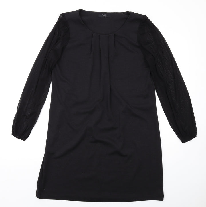 BHS Womens Black Polyester A-Line Size 16 Round Neck Pullover
